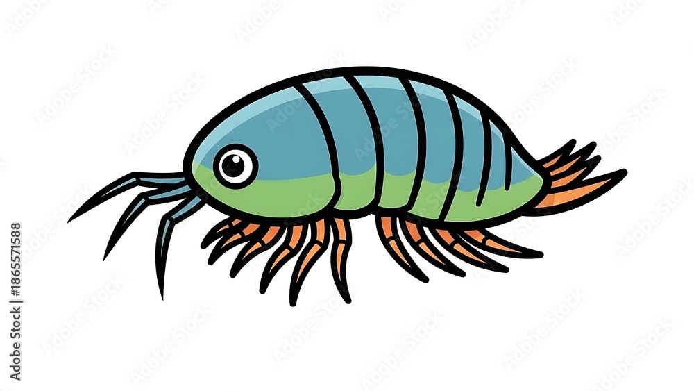 Obraz premium Colorful Cartoon Trilobite Fossil Illustration.