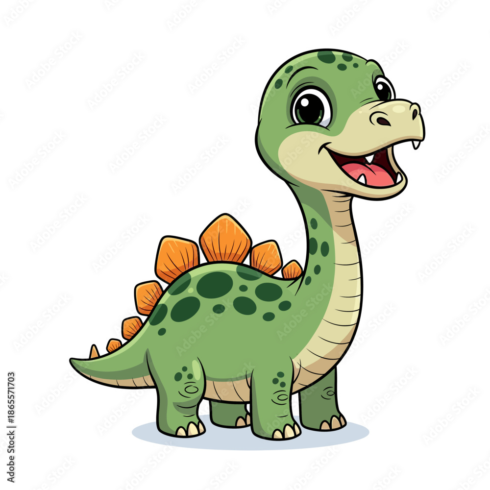 Naklejka premium Cute Baby Dinosaur Cartoon Illustration Isolated on White