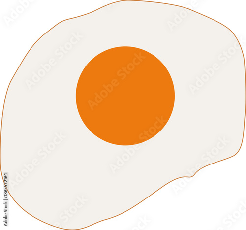 A simple and vibrant graphic representation of a classic fried egg, perfect for breakfast themes or food-related designs, featuring a bright orange yolk and creamy white