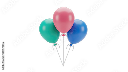 Three Colorful Balloons on White Background