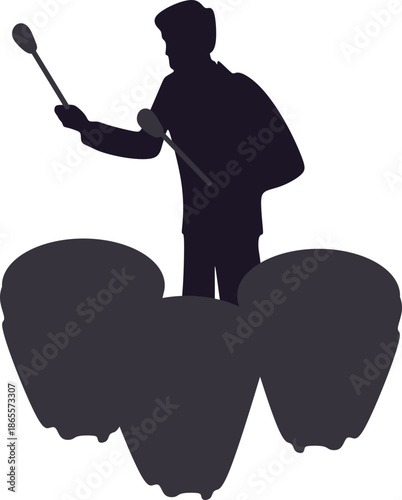 People Play Music Instrument Silhouette Element