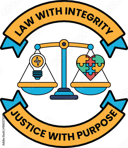 A logo for law with integrity, justice and purpose