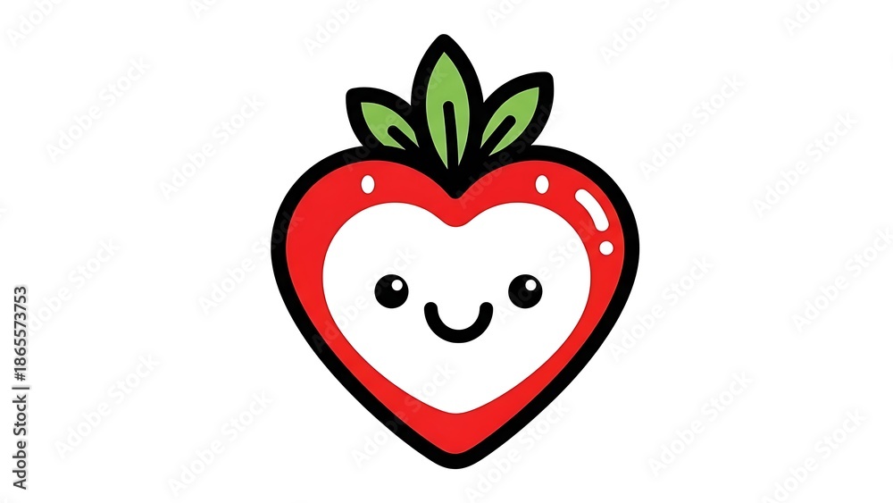Fototapeta premium Smiling Strawberry Cartoon Character Illustration.
