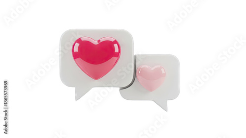 Two Speech Bubbles with Hearts
