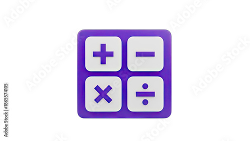 3D Calculator Icon with Basic Math Symbols