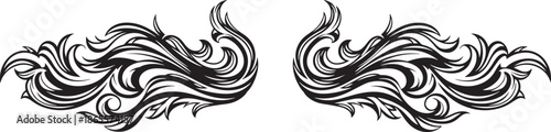 ornate flame designs on white background