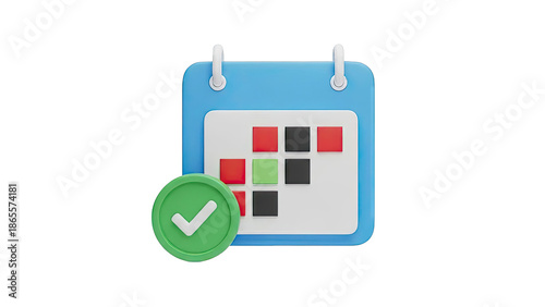 3D Calendar Icon with Checkmark