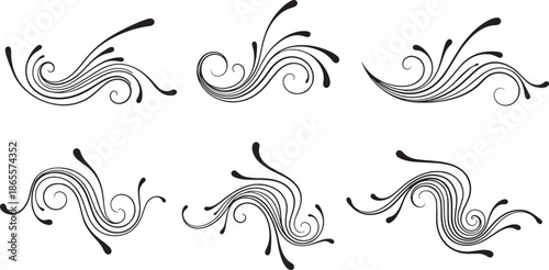 set of swirling abstract designs on white background