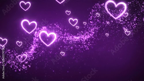 Purple Heart Background with Sparkling Effects for Love and Romance Themes