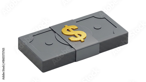 Stylized Stack of US Dollar Bills with Gold Dollar Sign