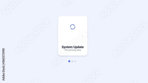 Minimal flat illustration of a mobile app screen showing system update with a circular loading icon. Suitable for software updates, system maintenance, loading states, onboarding flows, and modern UI 