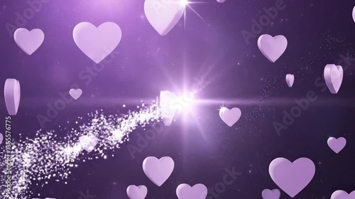 Purple Heart Background with Sparkling Design for Celebrations and Events