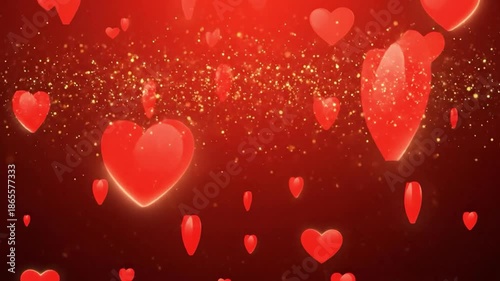 Red Heart Background with Sparkles for Romantic Themes and Celebrations