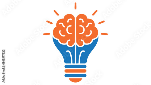 Creative idea light bulb with brain illustration