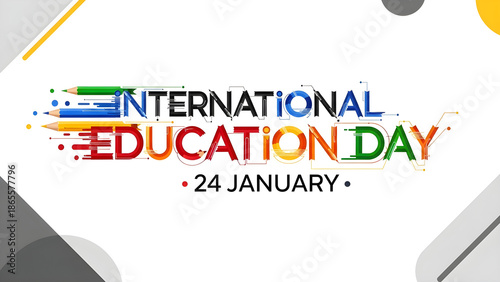 Celebrating International Education Day on January 24th with vibrant colors and symbolic graphics