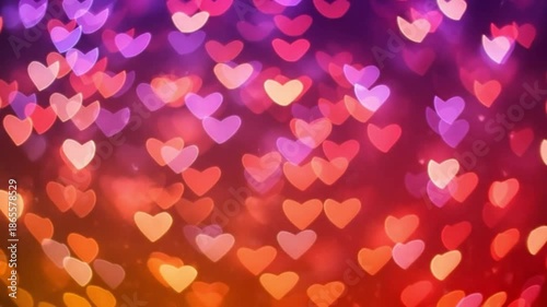 Colorful Heart Bokeh Background for Valentine's Day Decoration, Love, and Romance