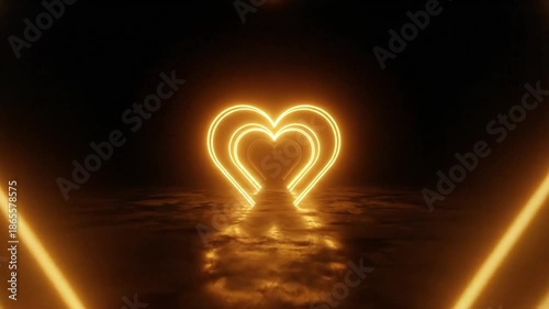 Glowing Golden Heart Tunnel for Romantic Decor and Love Theme