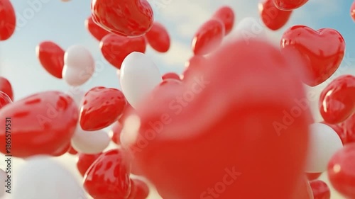 Colorful Hearts Background for Romantic Events and Decorations, Red and White Heart Symbols, Love Themes for Weddings and Celebrations