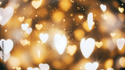 Stunning Golden Heart Bokeh Background for Romantic Occasions and Celebrations