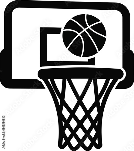 Basketball going through basketball hoop net.