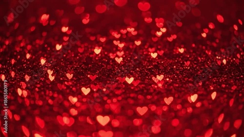 Red Heart Shaped Glitter Background for Valentine's Day Celebrations and Romantic Decorations