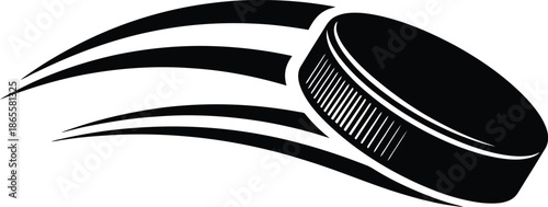 Hockey Puck in Motion with Speed Lines.