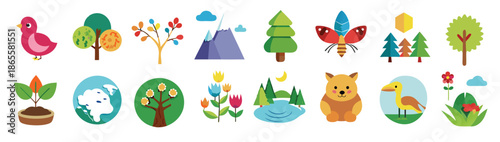 nature icon set collection illustration