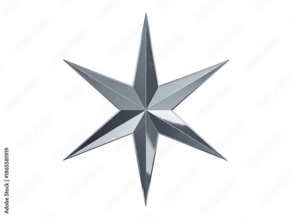 Obraz premium Metallic silver star shape metallic star shiny isolated on a transparent background
