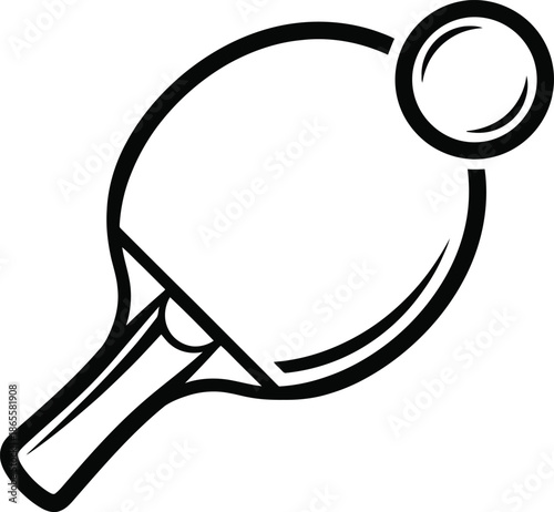 Table Tennis Paddle and Ball Illustration.