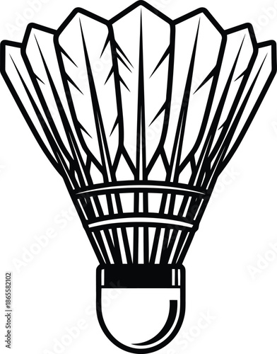 Black and White Badminton Shuttlecock Illustration.