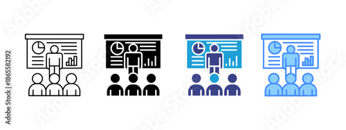 Presentation   icon set multiple style collection