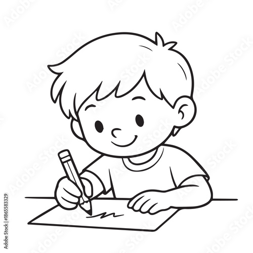 Charming vector design of a little child drawing and scribbling with excitement, representing creativity, early education, playful discovery, and the happiness of learning through art and imagination.