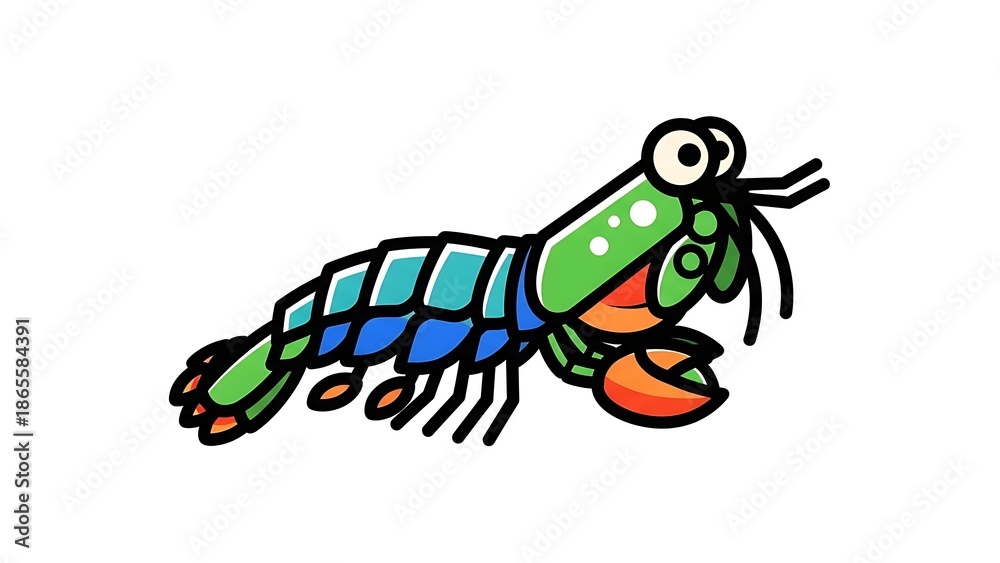 Fototapeta premium Colorful Cartoon Lobster Illustration on White.