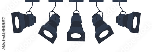 row of lights are hanging from the ceiling the lights are