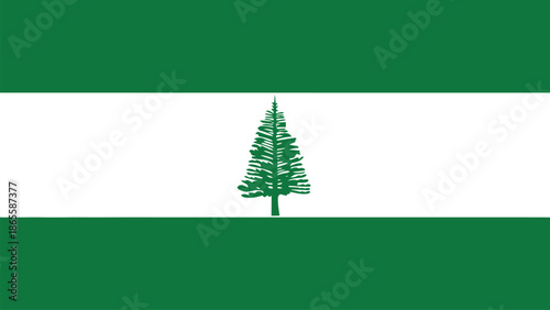 National Flag of Norfolk Island with Green Pine Tree Design