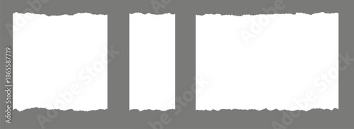 set of paper frame with jagged edges white square and