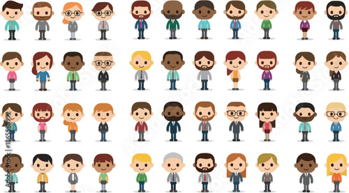 Diverse Collection of People Avatars and Characters in Flat Design Style, Professional and Casual Person Icons