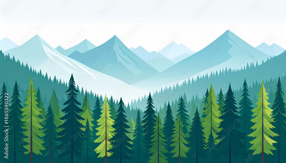 Fototapeta premium Serene Pine Forest Landscape
