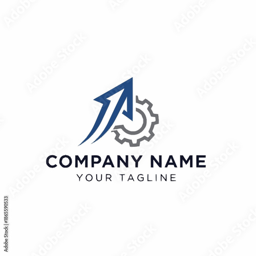 Industrial growth logo with upward arrow and gear symbol.