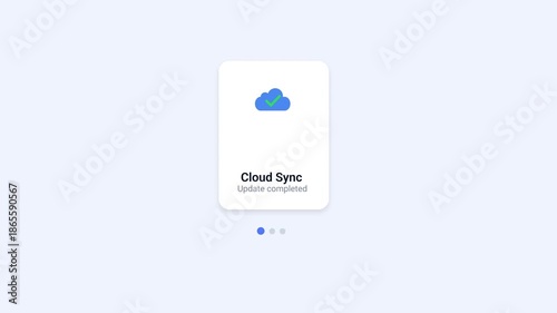 Minimal flat illustration of a mobile app screen showing cloud sync with a cloud icon. Suitable for cloud synchronization, data backup, online storage, syncing status, and modern UI or UX design conce