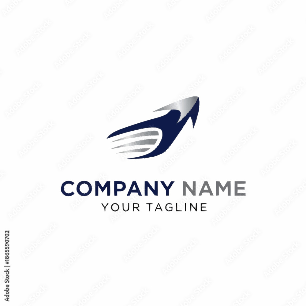 Fototapeta premium Abstract dynamic wing arrow logo design template for a company.