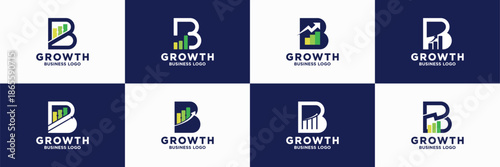 set of letter B diagram chart bar logo design inspiration