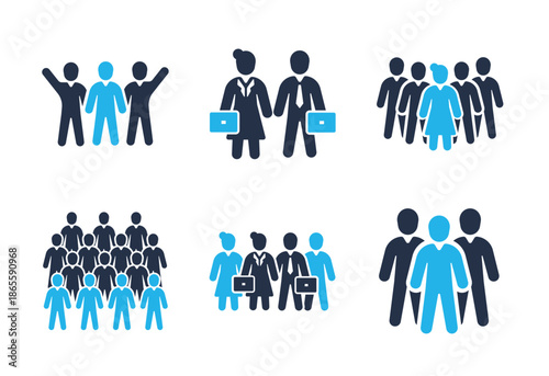 Team and Human Resources icon set. Solid glyph series icons