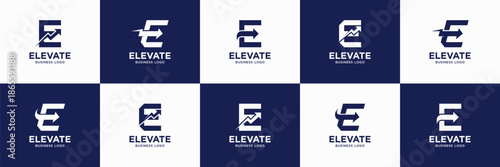 set of letter E arrow logo design inspiration.