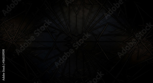Dark Geometric Web Background with Radial Lines and Shattered Effect
