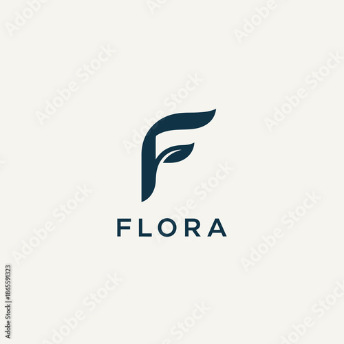 Flora Logo Design with Leaf Element and Simple Typography.