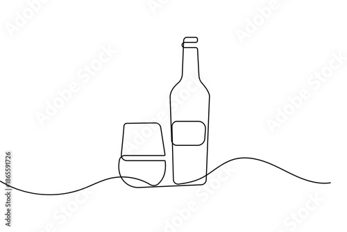 Drink can food icon continuous one line drawing minimalist style isolate outline vector graphic