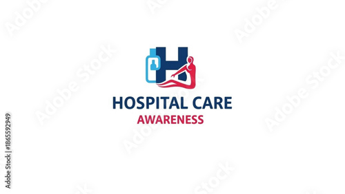Hospital care awareness logo with medical symbols representing healthcare and support ideal for medical campaigns and branding