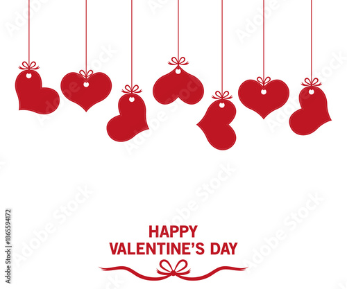 Valentine's Day hanging hearts , special card love romantic concept illustration