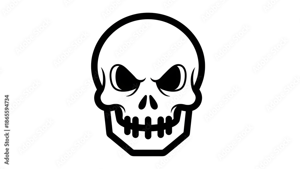Fototapeta premium Black and White Skull Icon Illustration.